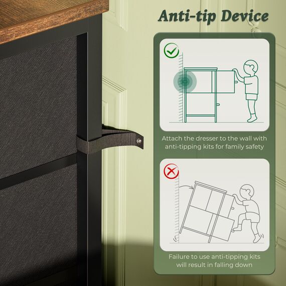 Huuger 160 cm Kommode für Schlafzimmer, Kommode für Schrank mit 9 Schubladen, großer TV-Ständer für 55, 65, 70 Zoll Fernseher, Unterhaltungszentrum mit Stauraum, breite lange Kommode, rustikales Braun