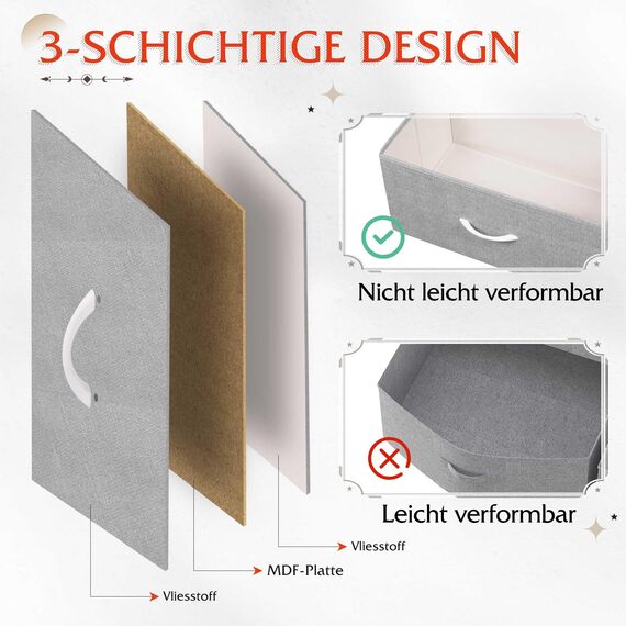 WLIVE Kommode mit 3 Schubladen aus Stoff, Kommodenschrank für Schlafzimmer, Kommode Wohnzimmer, mit Stabiler Stahlrahmen, Holzplatte, Hellgrau