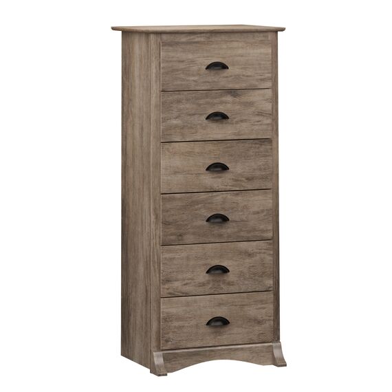 Prepac Salt Spring DDC-2354 rustikale Kommode mit 6 Schubladen, hohe Kommode für Schlafzimmer, Bauernhaus-Kommode, 48,3 cm T x 59,1 cm B x 134 cm H, Treibgrau, Grau