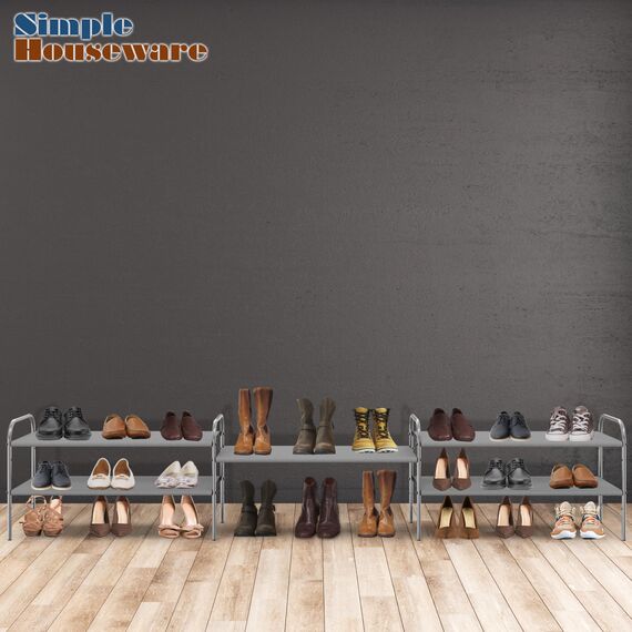 Simple Houseware 2-stufiger Schuhregal-Aufbewahrungsorganisator, Grau