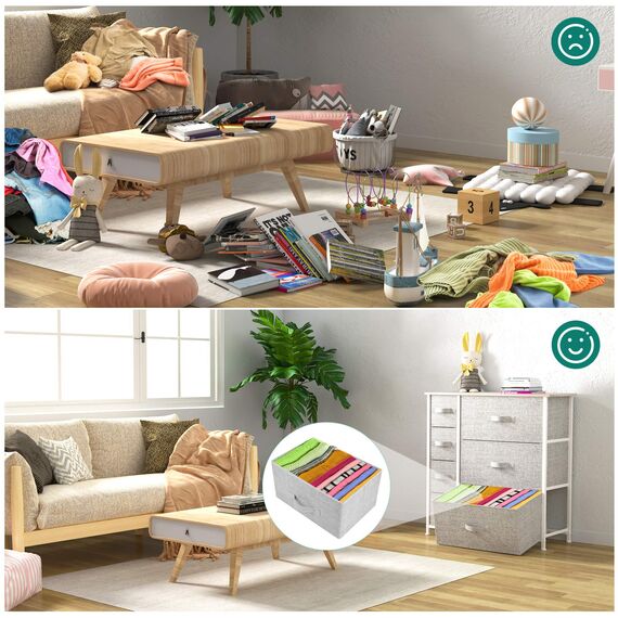 YITAHOME kommode mit Schubladen, Schrank mit 7 Schubladen aus Stoff, Aufbewahrungskommode Modernen Stil für Schlafzimmer, Wohnzimmer,Flur, Hellgrau Aufbewahrungsschrank