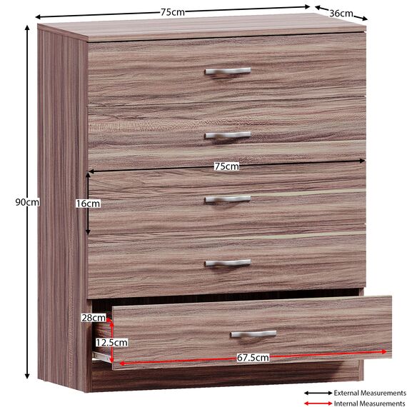 Vida Designs Kommoden & Sideboards, Mitteldichte Holzfaserplatte, Walnuss, Standard