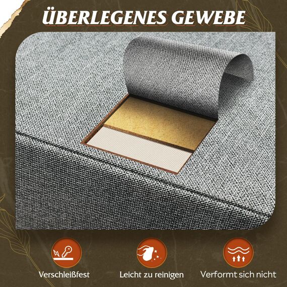 WLIVE Kommode mit 3 Schubladen aus Stoff, Kommodenschrank für Schlafzimmer, Kommode Wohnzimmer, mit Stabiler Stahlrahmen, Holzplatte, Dunkelgrau