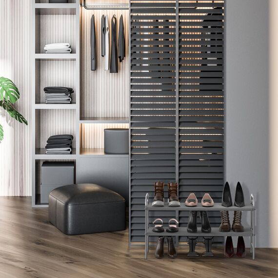 Simple Houseware 2-stufiger Schuhregal-Aufbewahrungsorganisator, Grau