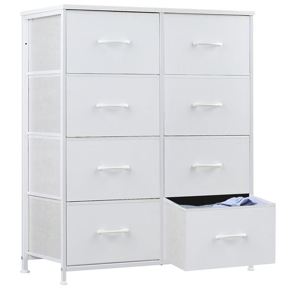 Sweetcrispy Kommode für Schlafzimmer, breite Schublade Kommode, 8 Stoffschubladen mit Griffen, Schrank, TV Stand für Schlafzimmer, Schrank, Wohnzimmer, Kinderzimmer
