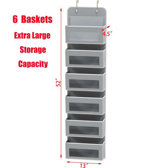 Simple Houseware Taschen-Organizer für die Tür-/Wandmontage mit 6 durchsichtigen Fenstern, Grau