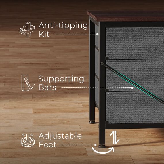 Huuger Kommode 160 cm für Schlafzimmer, Schrank Kommode mit 9 Schubladen, großer TV-Schrank für 55, 65, 70 Zoll, Entertainment-Center mit Aufbewahrung, breite Kommode lang, Walnuss