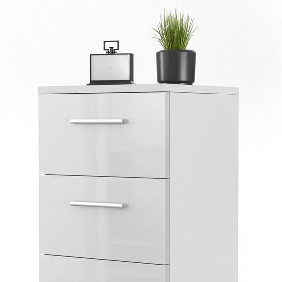 Vicco Nachttisch, Weiß Hochglanz, 2er Set, geeignet für Boxspringbetten mit erhöhtem Rahmen