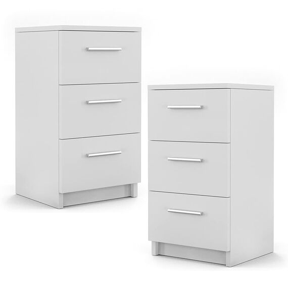 Vicco Nachttisch, Weiß, 2er Set, geeignet für Boxspringbetten mit erhöhtem Rahmen