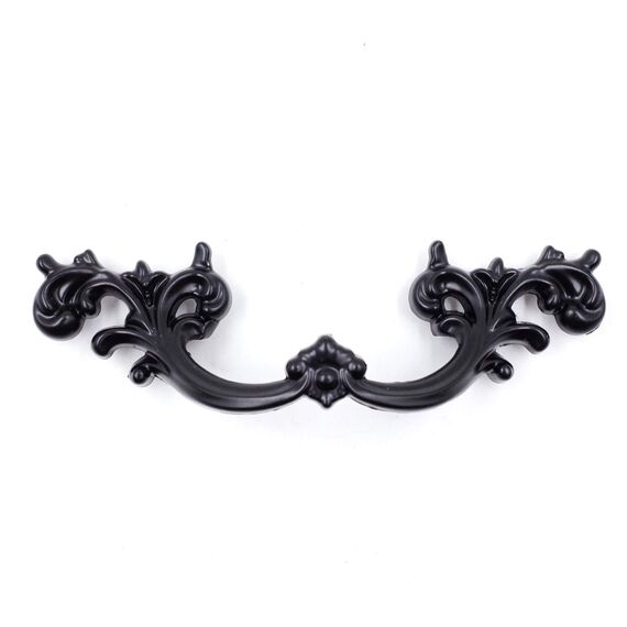 Schubladen-Zieher, französische Provinziale, flach, schwarz, 6 Stück, Lochmitten 6,4 cm, Vintage, Shabby Chic, Schrankgriffe, Türbeschläge, für Kommode, Nachttisch, Schrank, PW1619064