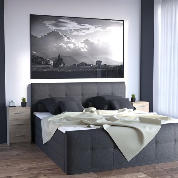 Vicco Nachttisch, Sonoma, 2er Set, geeignet für Boxspringbetten mit erhöhtem Rahmen