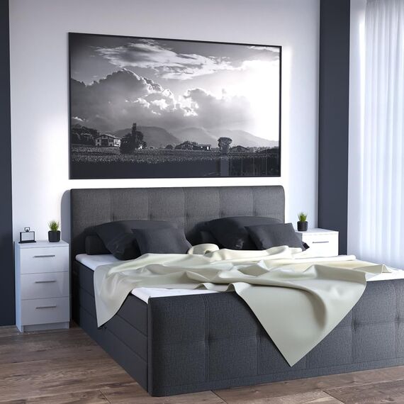 Vicco Nachttisch, Weiß Hochglanz, 2er Set, geeignet für Boxspringbetten mit erhöhtem Rahmen