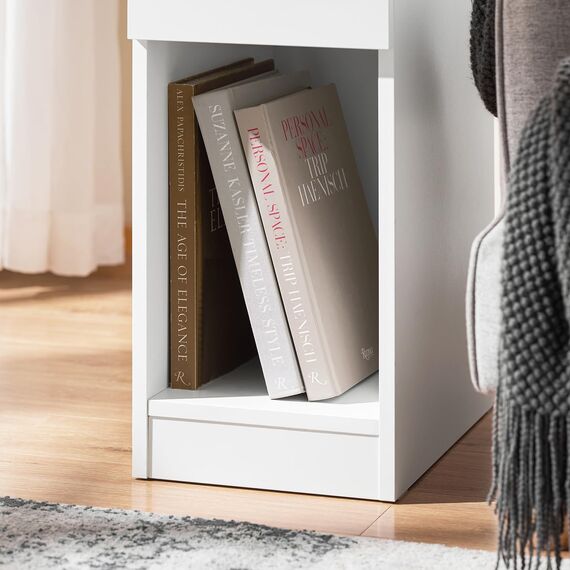 SoBuy Nachttisch schmal Nachtschrank Beistelltisch mit Schublade und Ablage Nachtkästchen Bedside Table für Schlafzimmer Wohnzimmer Weiß B25 x T40 x H60 cm FBT111-II-WN
