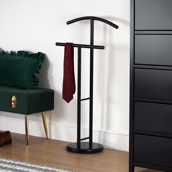 Versa Begna Moderner multifunktionaler Nachttisch mit 2 Kleiderbügeln für Herren- oder Damenkleidung, Maße (H x L x B) 100 x 28,5 x 45 cm, Stahl, Weiß