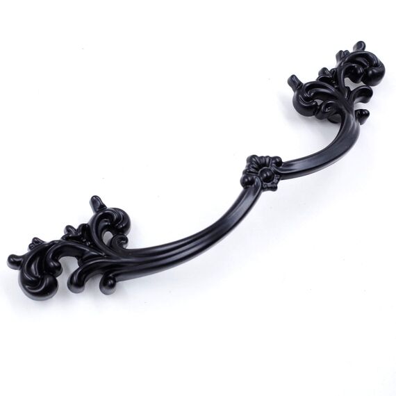 JETLAND Schubladengriffe in französischer Provinz, 4 Stück, flach, schwarz, 10,2 cm Lochmitte, Vintage-Shabby-Chic-Griffe für Kommode, Nachttisch, Schrank, PW16190102