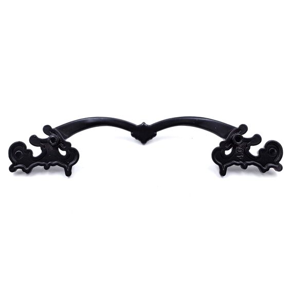 JETLAND Schubladengriffe in französischer Provinz, 4 Stück, flach, schwarz, 10,2 cm Lochmitte, Vintage-Shabby-Chic-Griffe für Kommode, Nachttisch, Schrank, PW16190102
