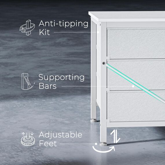 Huuger 63-Zoll-Kommode für Schlafzimmer, Kommode für Schrank mit 9 Schubladen, großer TV-Ständer für 55, 65, 70 Zoll Fernseher, Unterhaltungszentrum mit Stauraum, breite lange Kommode, Weiß