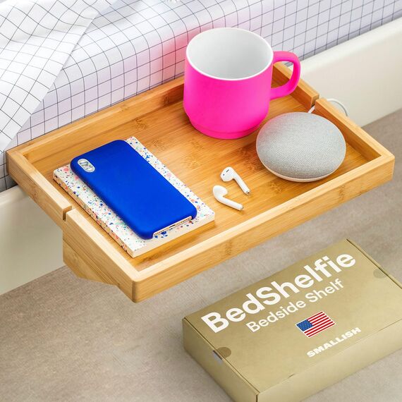 Bedshelfie Nachttisch Zum Einhängen Bettablage für Etagenbett und Boxspringbett, Bettablage für WG-Zimmer, Betttablett schwebend, Bettablage zum Einhängen – Original Natural