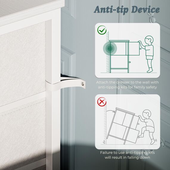 Huuger 63-Zoll-Kommode für Schlafzimmer, Kommode für Schrank mit 9 Schubladen, großer TV-Ständer für 55, 65, 70 Zoll Fernseher, Unterhaltungszentrum mit Stauraum, breite lange Kommode, Weiß