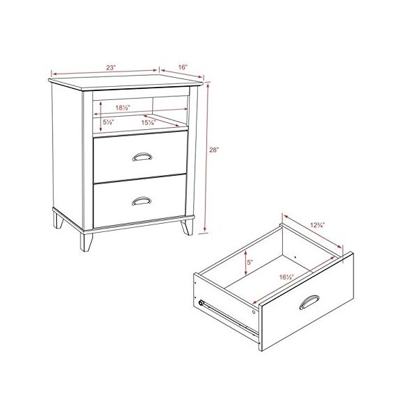 Prepac yaletown 2 Schubladen hoch Nachttisch – weiß Transitional 2 Drawer weiß