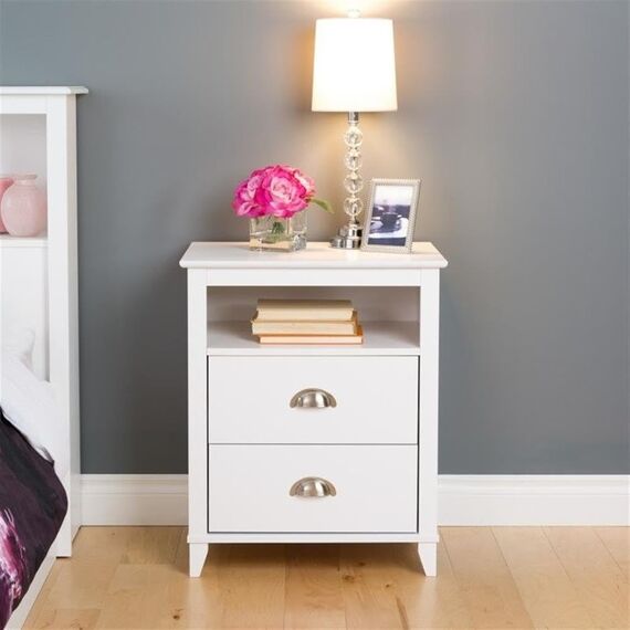 Prepac yaletown 2 Schubladen hoch Nachttisch – weiß Transitional 2 Drawer weiß