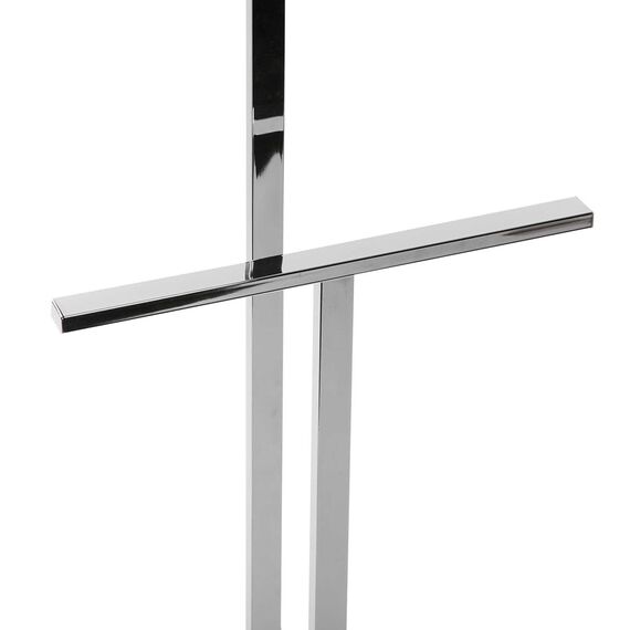 Versa Lund Moderner und multifunktionaler Herrendiener mit 2 Haken oder Aufhängern für Männer- oder Damenkleidung, Maßnahmen (H x L x B) 100 x 20 x 52 cm, Stahl, Farbe: Silber