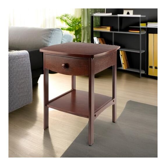 Winsome 94918 Beistelltisch aus Holz, gebogen, mit Einer Schublade, 55,9 x 45,7 x 45,7 cm, Braun