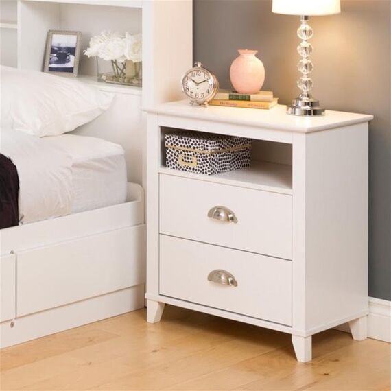 Prepac yaletown 2 Schubladen hoch Nachttisch – weiß Transitional 2 Drawer weiß