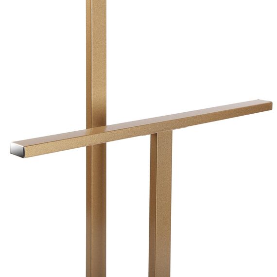 Versa Lund Moderner und multifunktionaler Herrendiener mit 2 Haken oder Aufhängern für Männer- oder Damenkleidung, Maßnahmen (H x L x B) 100 x 20 x 52 cm, Stahl, Farbe: Gold