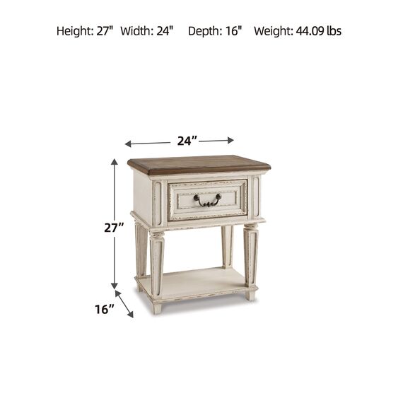 Signature Design by Ashley B743-93 Realyn Nightstand, Chipped White