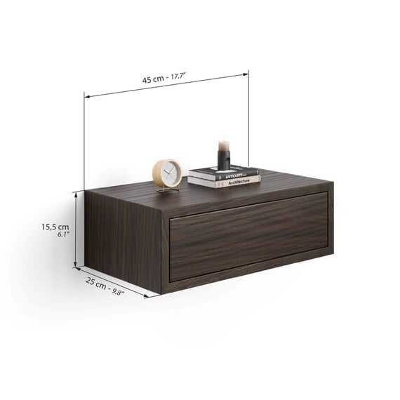 MOBILI FIVER, Riccardo Nachttisch, Nussbaum Dunkel, Made In Italy