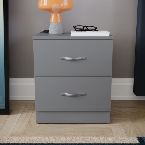 Vida Designs Nachttischkommode, Grau, H 47 x W 40 x D 36 cm Aprox