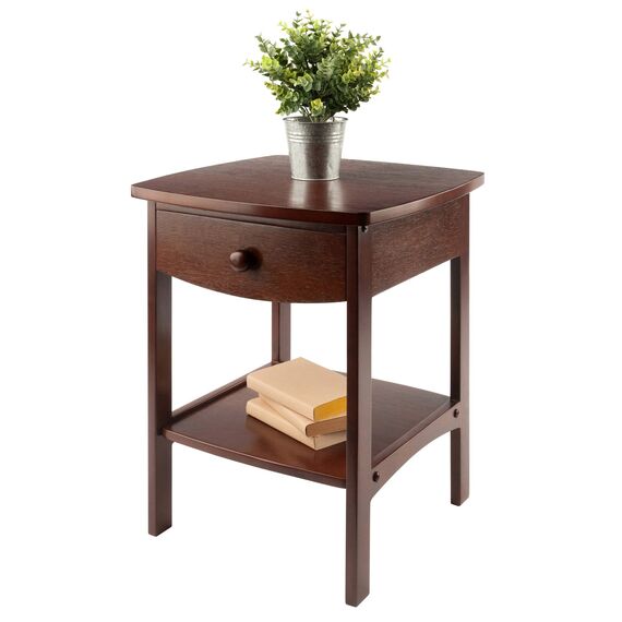 Winsome 94918 Beistelltisch aus Holz, gebogen, mit Einer Schublade, 55,9 x 45,7 x 45,7 cm, Braun