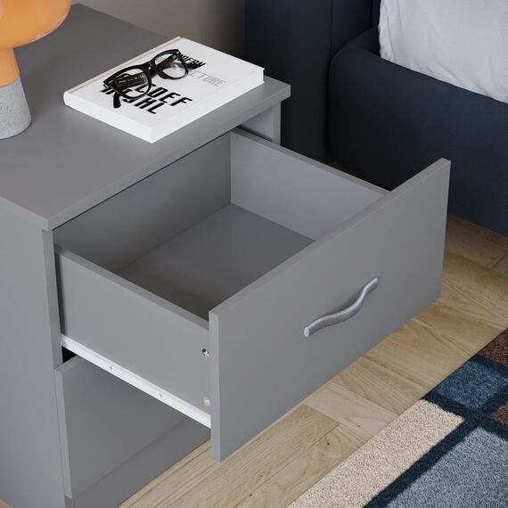 Vida Designs Nachttischkommode, Grau, H 47 x W 40 x D 36 cm Aprox
