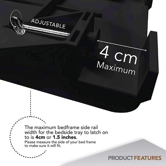 Modern Innovations Nachttischregal für Bett, Studentenwohnheim, Etagenbett-Regal/Caddy für obere Etagenbett, Nachttisch-Tablett mit Kordel und Getränkehalter zur Tischaufbewahrung (schwarz)