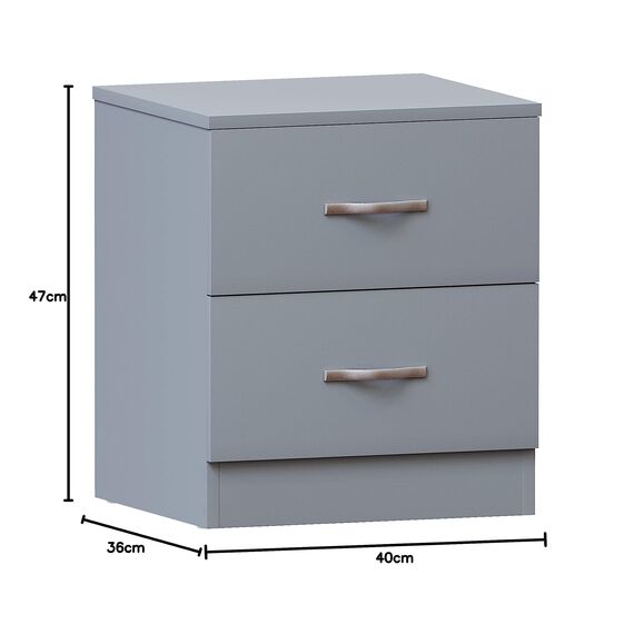 Vida Designs Nachttischkommode, Grau, H 47 x W 40 x D 36 cm Aprox