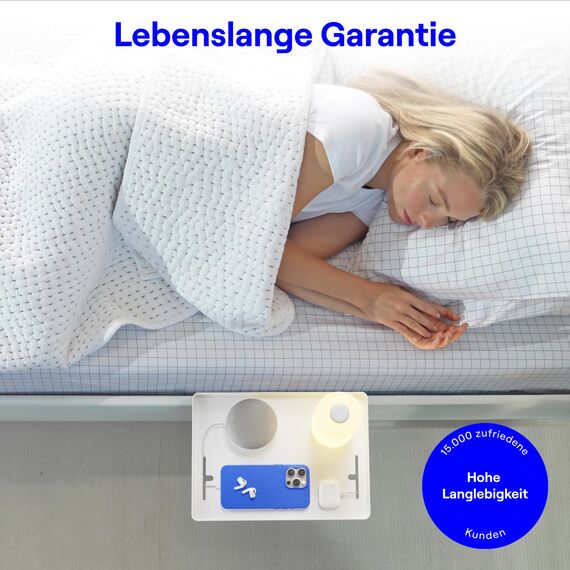 BedShelfie Nachttisch Zum Einhängen Bettablage, Etagenbett und Obere Etagenbett, Essentials, Clip-On Tablett Organizer, Schlafsaal Dekoration, College Wohnheim Essentials – Kabelschnapper, Weiß