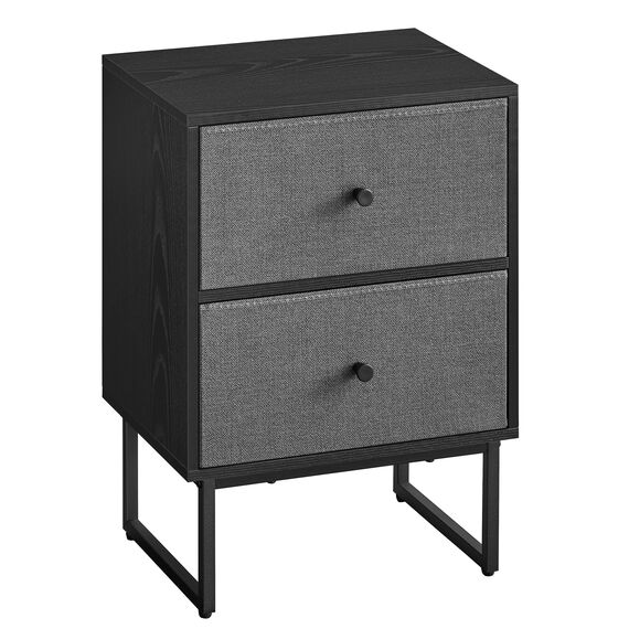 VASAGLE Nachttisch, Beistelltisch mit Stauraum, 2 herausnehmbare Schubladen, Nachtschrank für Schlafzimmer, Wohnzimmer, ebenholzschwarz-schiefergrau LGS029B56, 30 x 40 x 55 cm