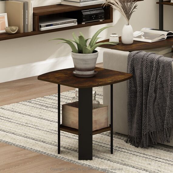 Furinno Simple Design End-/Beistelltisch, Bernsteinkiefer/Schwarz