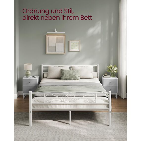 VASAGLE Nachttisch, 2er Set, Beistelltisch mit Stauraum, 2 herausnehmbare Schubladen, Nachtschrank für Schlafzimmer, Wohnzimmer, wolkenweiß-Taubengrau LGS229W14, 30 x 40 x 55 cm (T x B x H)