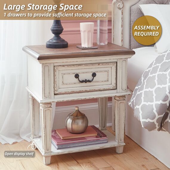 Signature Design by Ashley B743-93 Realyn Nightstand, Chipped White