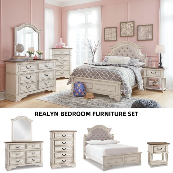 Signature Design by Ashley B743-93 Realyn Nightstand, Chipped White