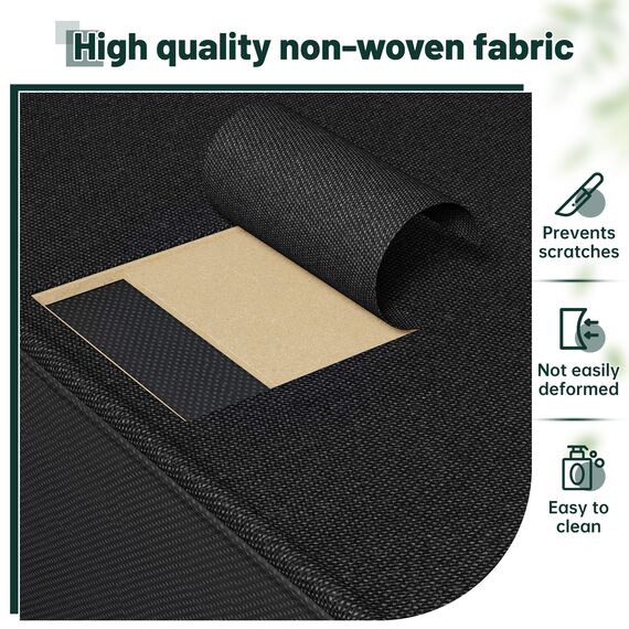 EnHomee Nachttisch 2er Set, Nachttisch mit Stoffschubladen und offenem Holzregal Aufbewahrung, Bett-Beistelltisch mit Metallrahmen, Schwarz/Grau, 15.7 in x 17.7 in x 24 in