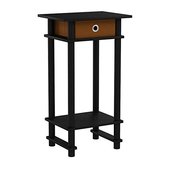 Furinno Hoher Beistelltisch mit Schublade (2er Set), Holz, Espresso/Braun, 29.49 x 39.5 x 70.41 cm