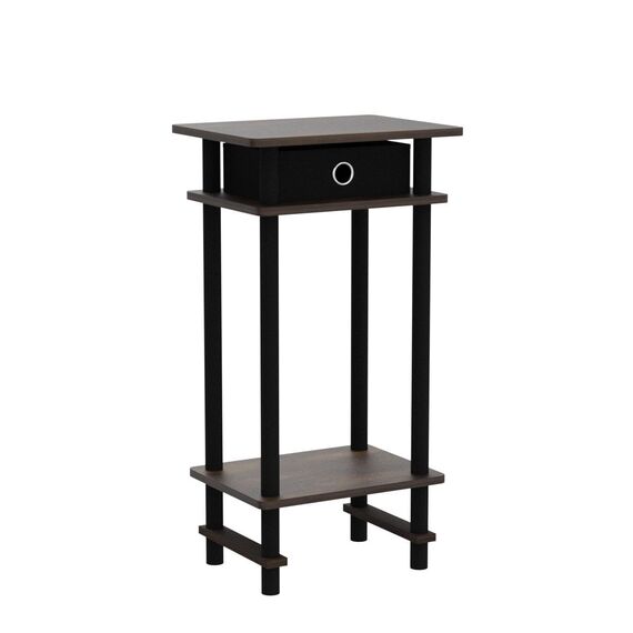Furinno 2-17017 Turn-N-Tube hoher Beistelltisch mit Aufbewahrungsbehälter, Bernsteinkiefer/Schwarz/Schwarz, 2er-Set