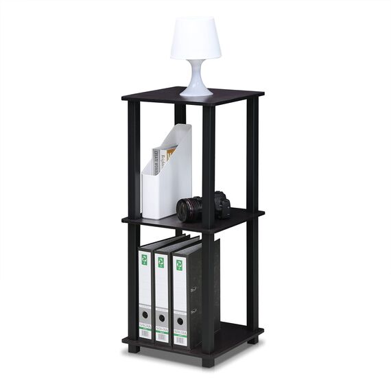 Furinno Simplistic Sofatisch, Couchtisch, Beistelltisch, mit 2 Ebenen, 2-er Set, Dunkle Walnuss