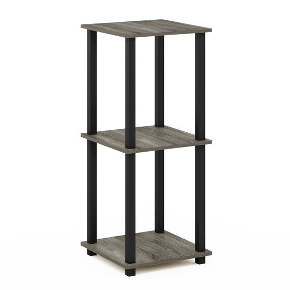 Furinno Simplistic Sofatisch, Couchtisch, Beistelltisch, mit 2 Ebenen, 2-er Set, Französische Eiche/Schwarz