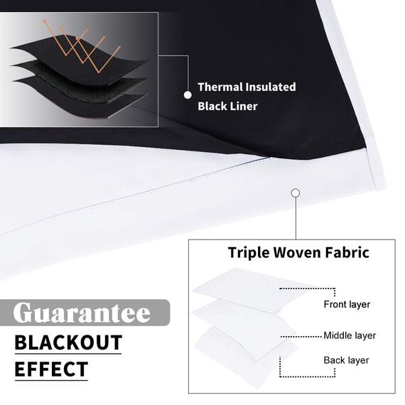 PONY DANCE Doppellagige und Dicke Vorhänge gegen Hitze Trennwand Raumteiler Vorhang 1 Stück H 245 x B 200 cm Thermogardinen Hitzeschutz mit Ösen Extra Breite Gardine Weiss Blickdicht