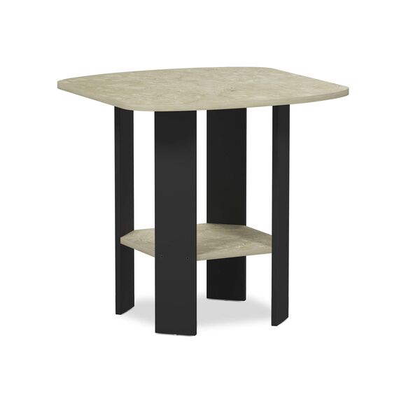 Furinno Simple Design Beistelltisch, Holz, Creme Kunstmarmor/Schwarz, 50.8 x 50.8 x 49.78 cm