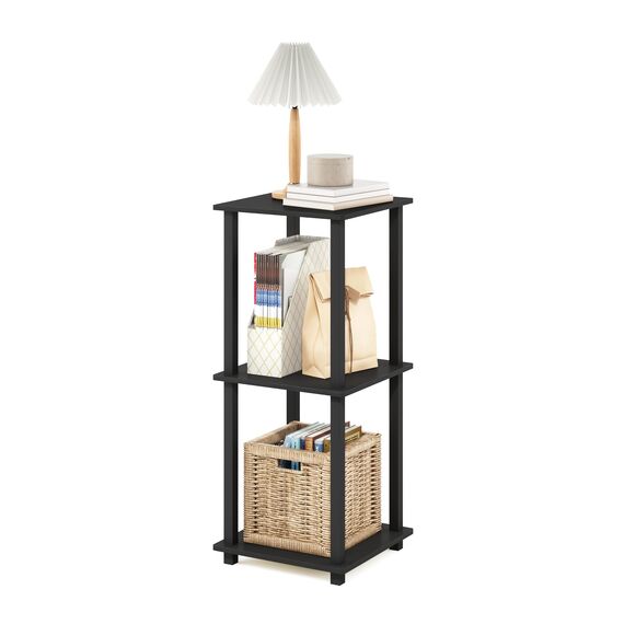Furinno Simplistic Sofatisch, Couchtisch, Beistelltisch, mit 2 Ebenen, 2-er Set, Americano/Schwarz